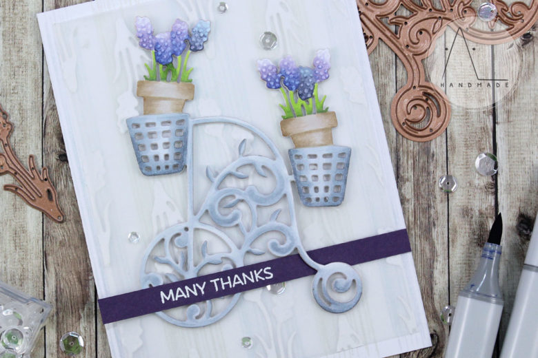AL handmade - Spellbinders - Lavender Thanks with Lavender Trike Etched Dies