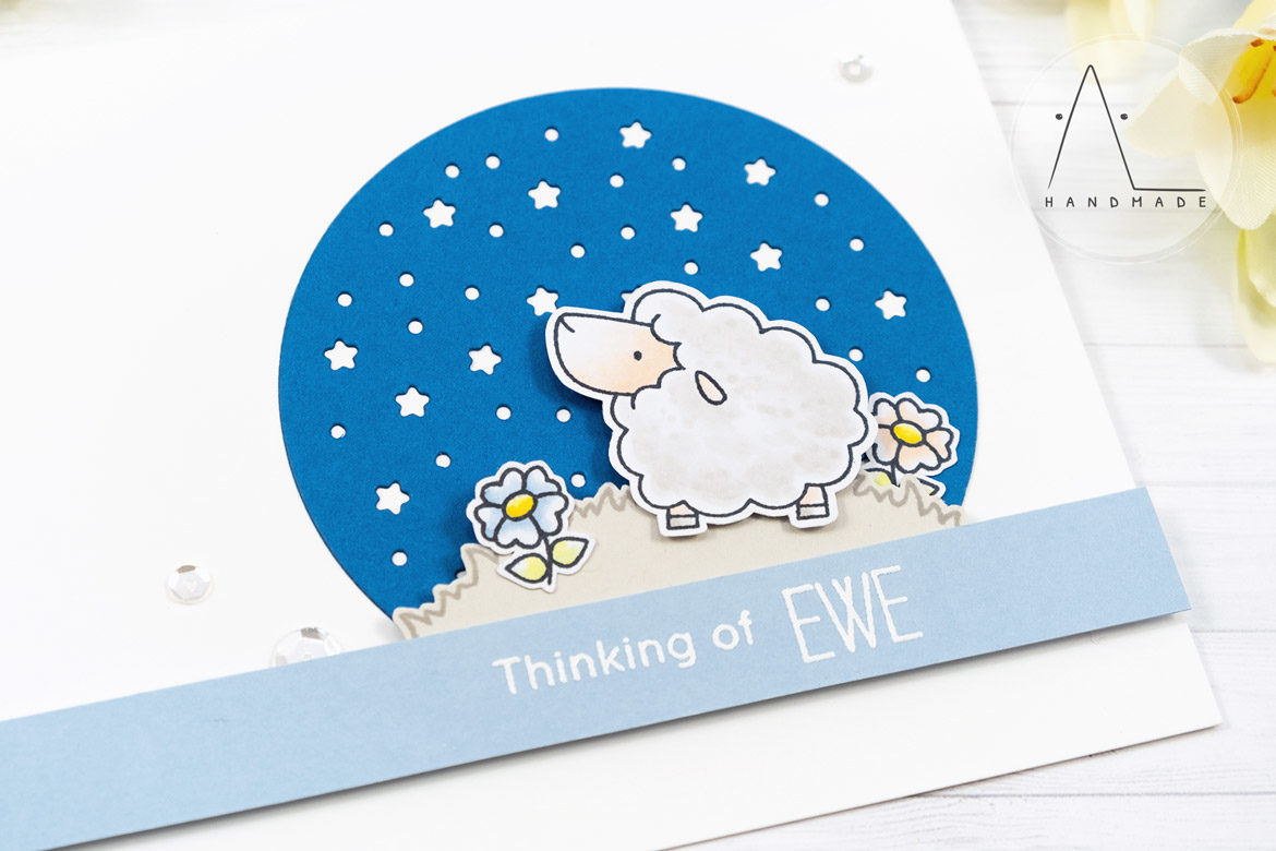 AL handmade - My Favorite Things DT - Color Challenge 115 - BB Ewe Are the Best and Starry Circle Die-namics