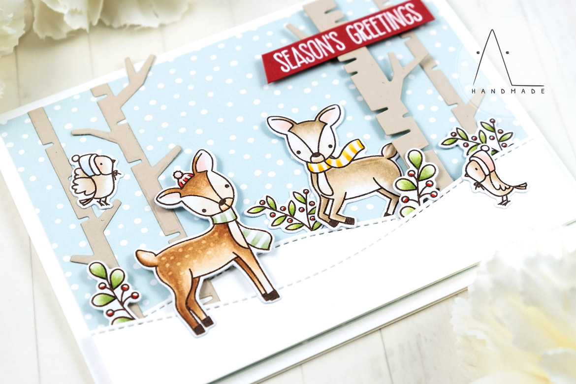 AL handmade - My Favorite Things - Dashing Deer stamp set and Birch Trees Die-namics