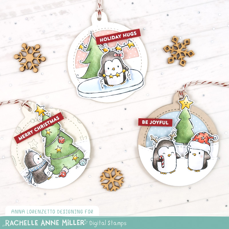 AL handmade - Rachelle Anne Miller DT - Christmas Penguins Digital Stamp