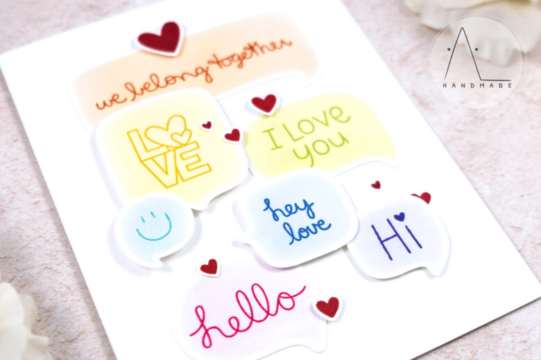 AL handmade - My Favorite Things DT - MSTN All Kinds of Love stamp set and MSTN Say Anything Stencil