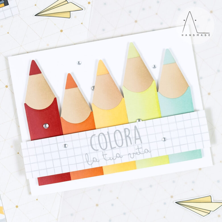 AL handmade - ModaScrap DT - Fustella Pencil Box and Grazie Maestra Glue Rub-On