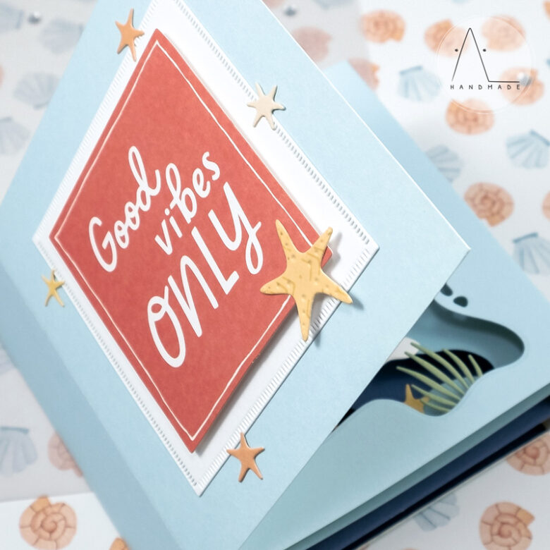 AL handmade - ModaScrap DT - Shadow Box card with Waving Elements and Sea Charms die sets